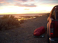 Norm sleeps as the sun rises over the Atlantic